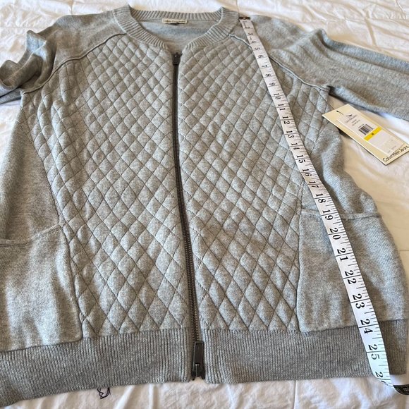 Calvin Klein Gray Diamond Quilted Bomber Jacket size M, NWT - Picture 7 of 13